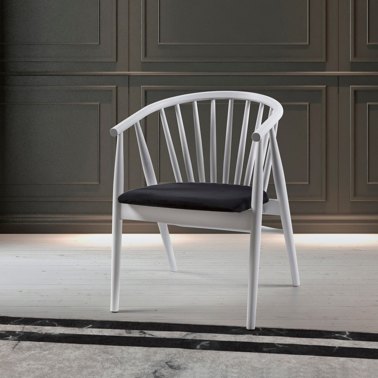 Scaun, Hanah Home, Albero50, 55x77x47 cm, Alb/Negru - imagine 7